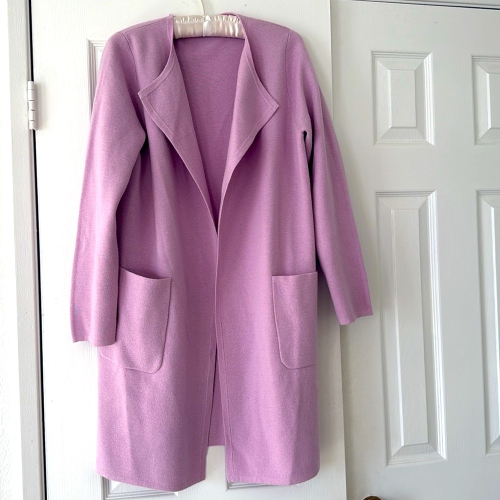J. Crew sweater coat in orchid/lilac pink